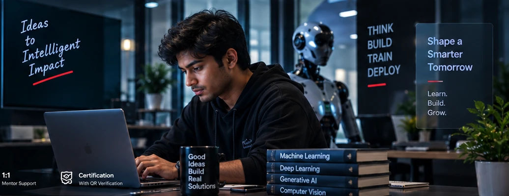 Indian learner working on practical Artificial Intelligence skills