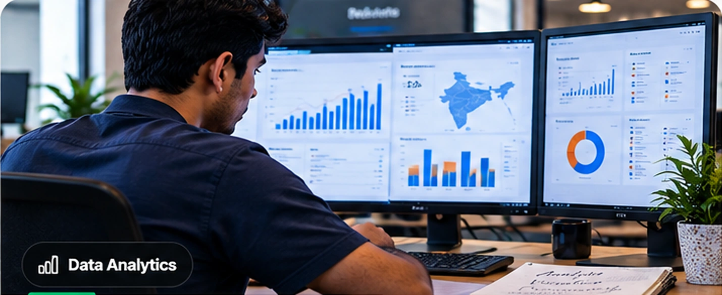 Data analytics professional working with dashboards and business reporting